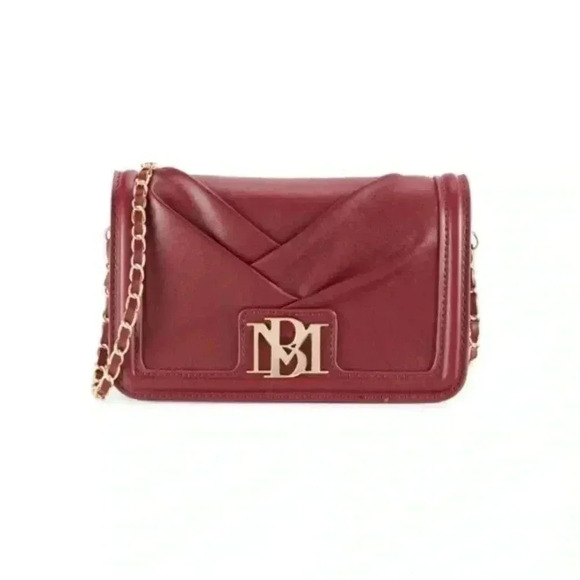 Badgley Mischka Burgundy Pleated Crossbody Bag - Picture 1 of 4